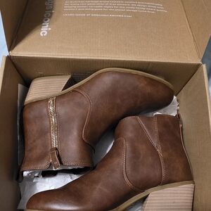 Dr. Scholl's Brown Ankle Boots with Side Zipper